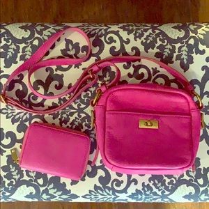J Crew Hot Pink Leather Crossbody